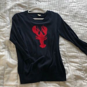 J.Crew navy sweater with red lobster